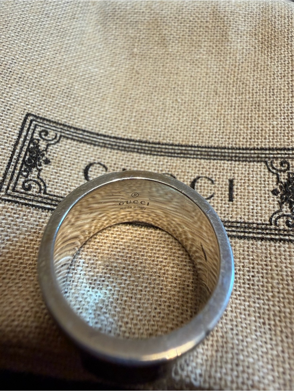 New Authentic Gucci GG Ghost Logo Silver Ring - Picture 13 of 16